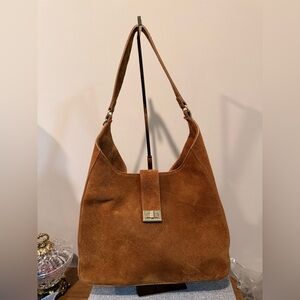 VIOLA CASTELLANI Made In Italy Leather Flap Over Hobo
